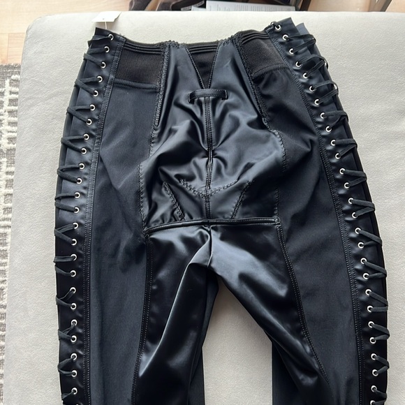New JEAN PAUL GAULTIER x Lotta Volkova Lace-up Satin & Mesh Leggings Size 38 FR - Picture 7 of 10